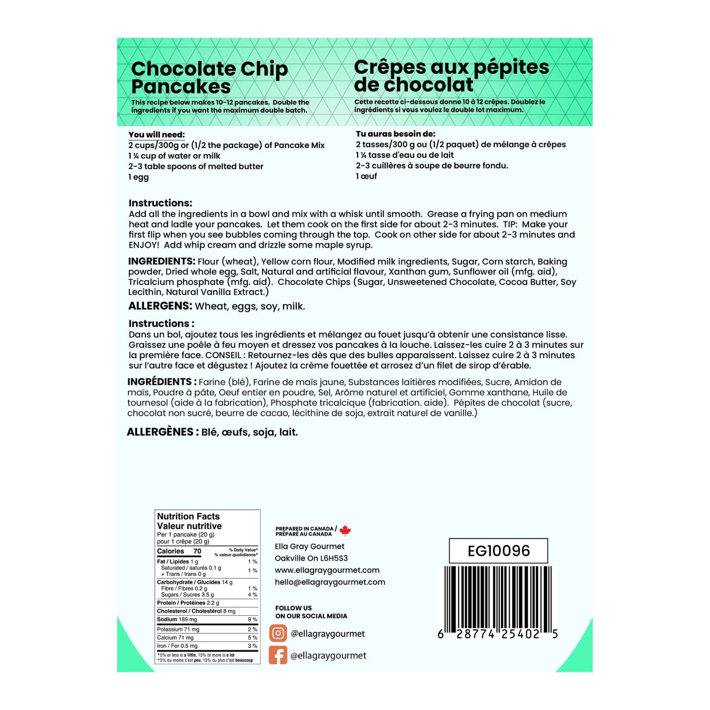 CHOCOLATE CHIP PANCAKE MIX